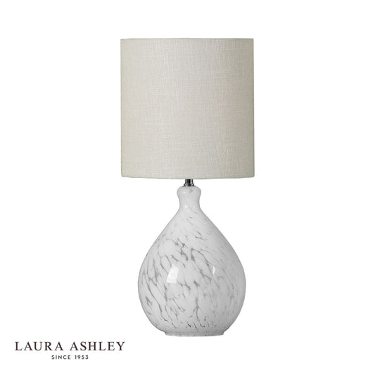 Laura Ashley Confetti Table Lamp White Art Glass and Silver With Shade