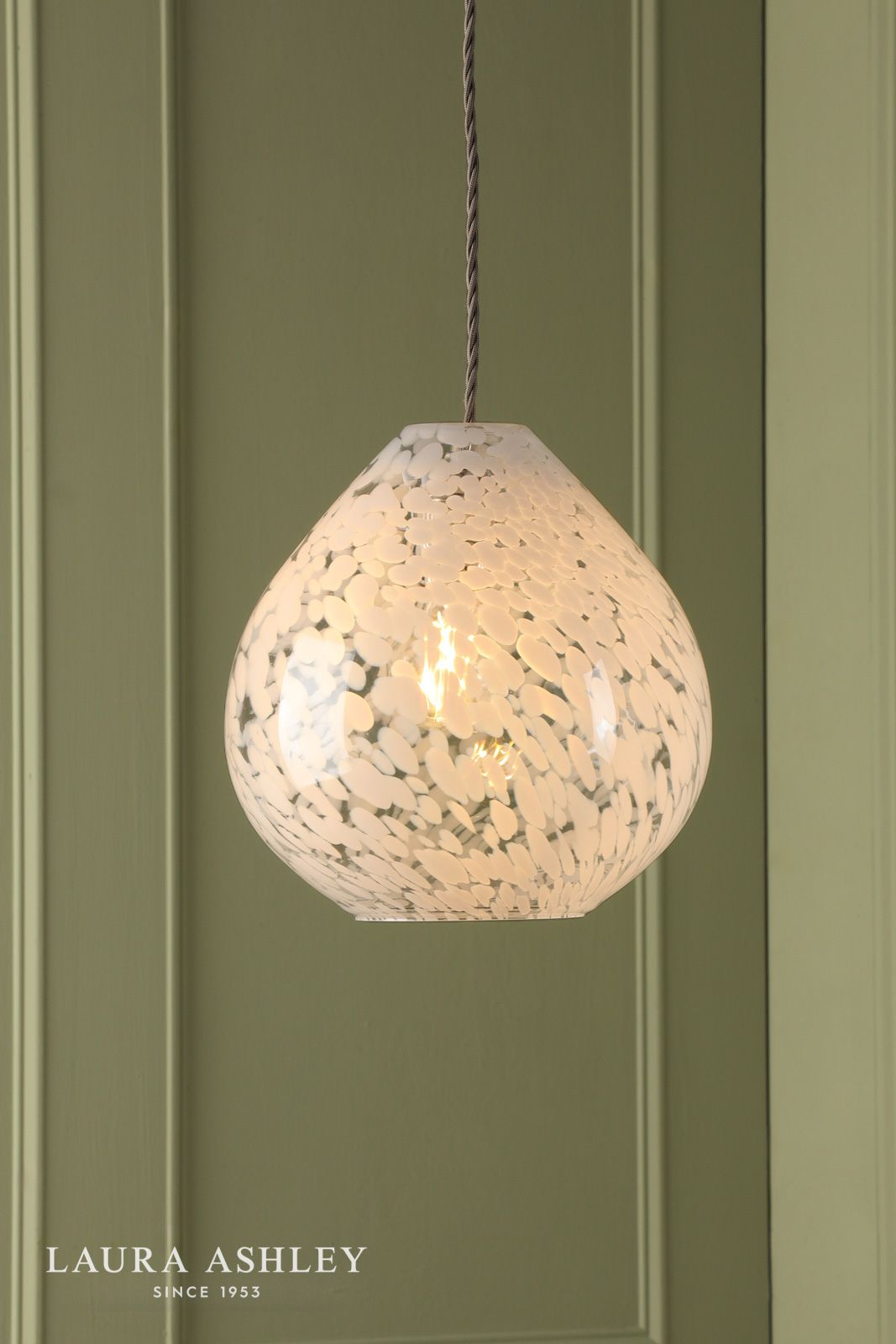 Laura Ashley Confetti Easy Fit Pendant White Art Glass and Polished Chrome