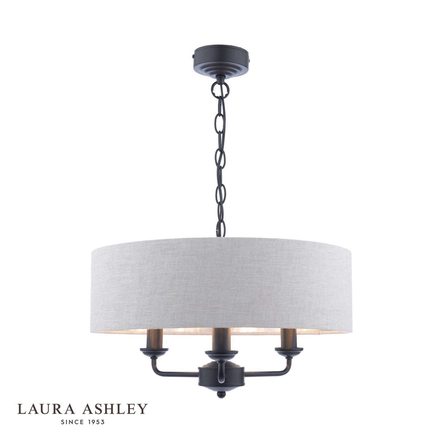 Laura Ashley Sorrento 3 Light Shadelier Matt Black and Natural With Shade