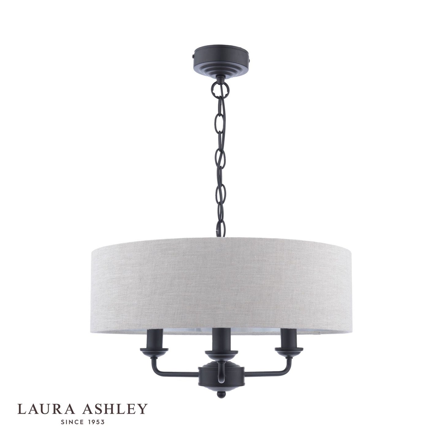 Laura Ashley Sorrento 3 Light Shadelier Matt Black and Natural With Shade