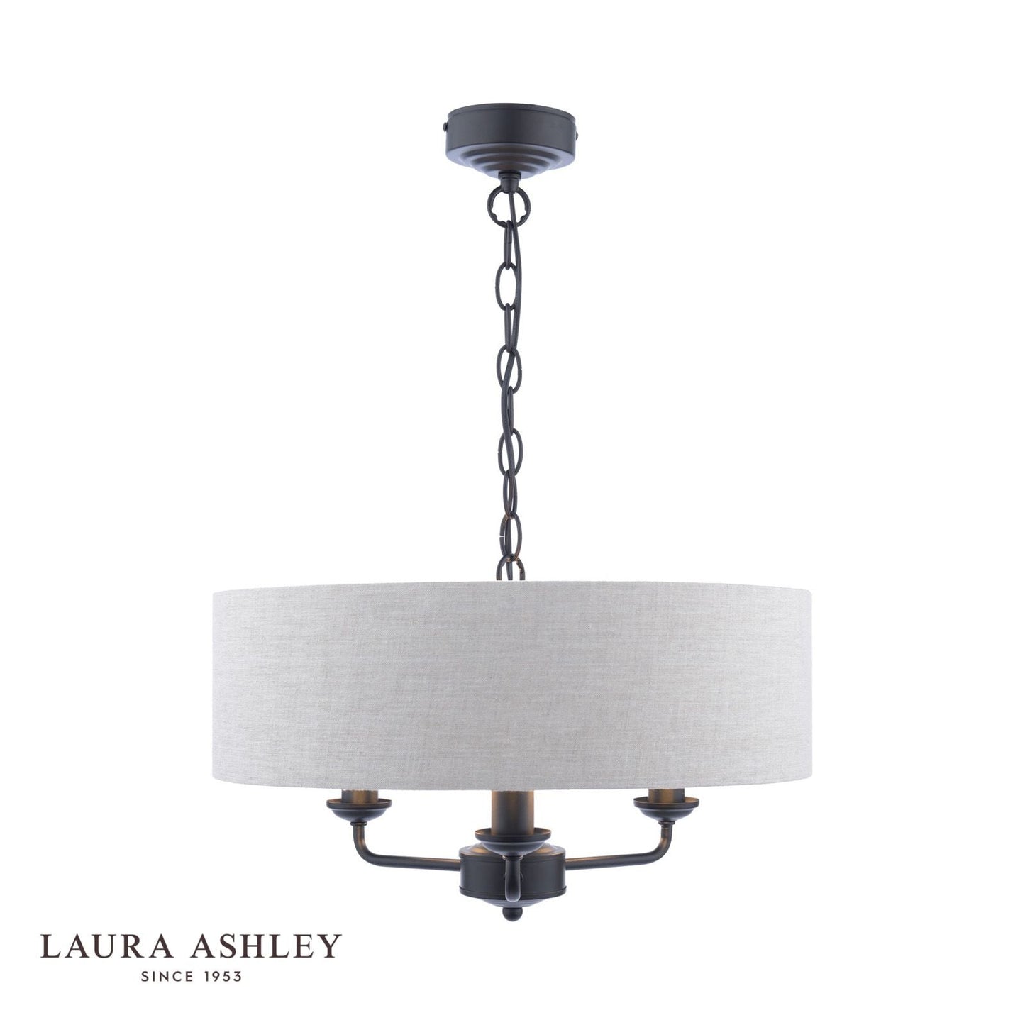 Laura Ashley Sorrento 3 Light Shadelier Matt Black and Natural With Shade