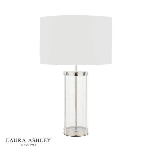 Laura Ashley Harrington Large Table Lamp Polished Nickel and Glass With Shade