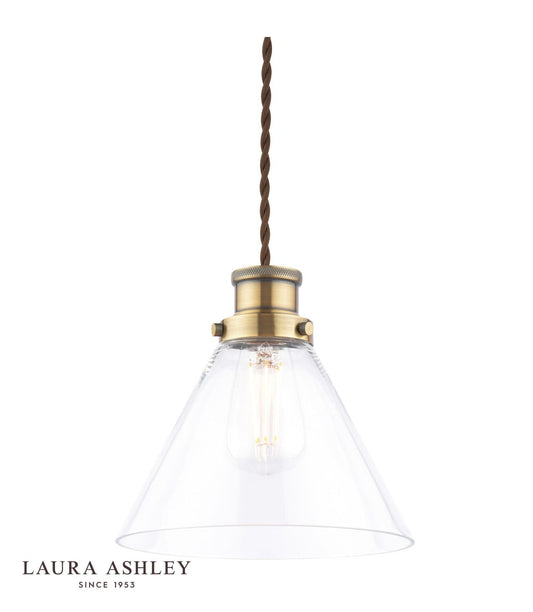 Laura Ashley Isaac Easy Fit Pendant Antique Brass and Glass