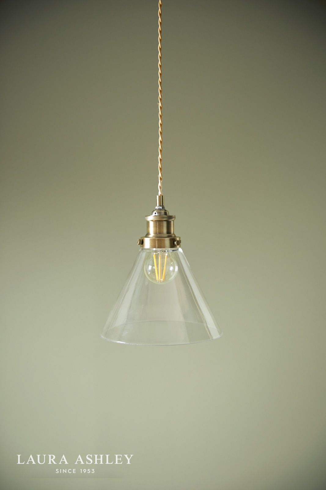 Laura Ashley Isaac Easy Fit Pendant Antique Brass and Glass
