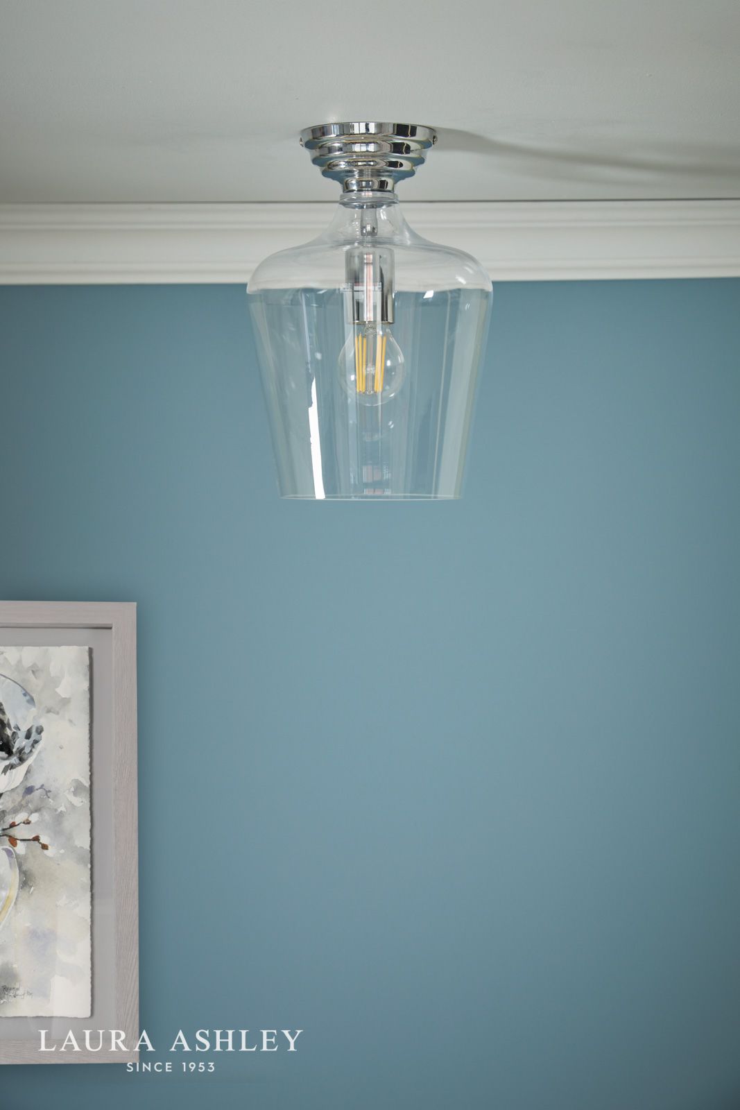 Laura Ashley Ockley Semi-Flush Polished Chrome and Glass