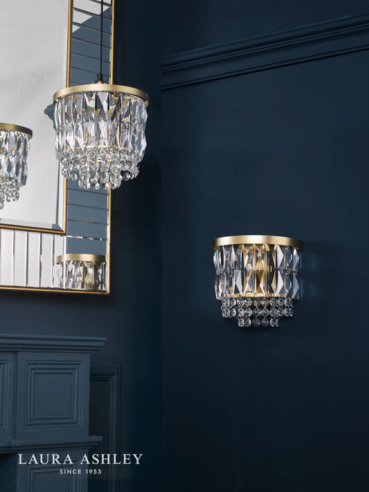 Laura Ashley Rhosill Wall Light Crystal and Matt Antique Brass