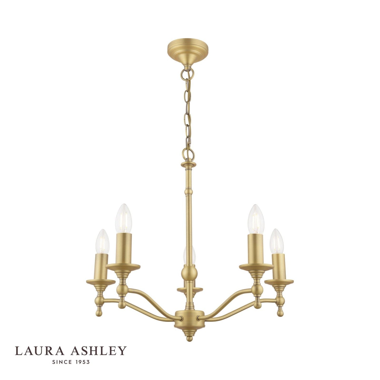 Laura Ashley Ludchurch 5 Light Armed Pendant Matt Antique Brass Fitting Only