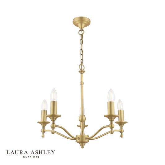 Laura Ashley Ludchurch 5 Light Armed Pendant Matt Antique Brass Fitting Only