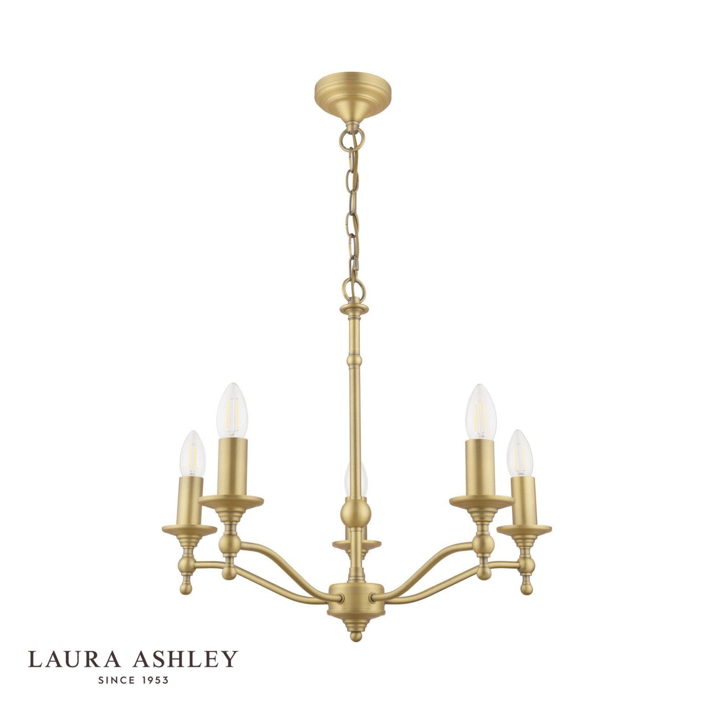 Laura Ashley Ludchurch 5 Light Armed Pendant Matt Antique Brass Fitting Only