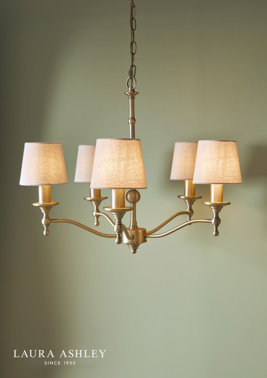 Laura Ashley Ludchurch 5 Light Armed Pendant Matt Antique Brass Fitting Only
