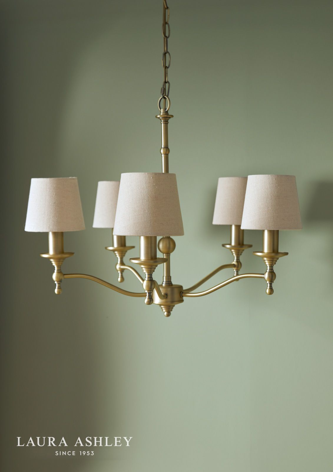 Laura Ashley Ludchurch 5 Light Armed Pendant Matt Antique Brass Fitting Only