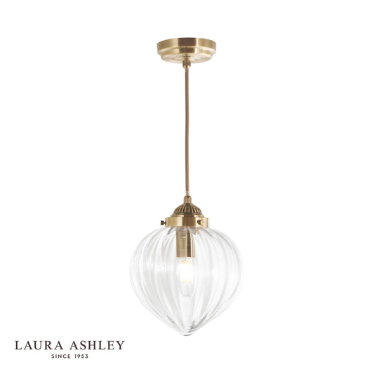 Laura Ashley Whitham Pendant Antique Brass and Glass
