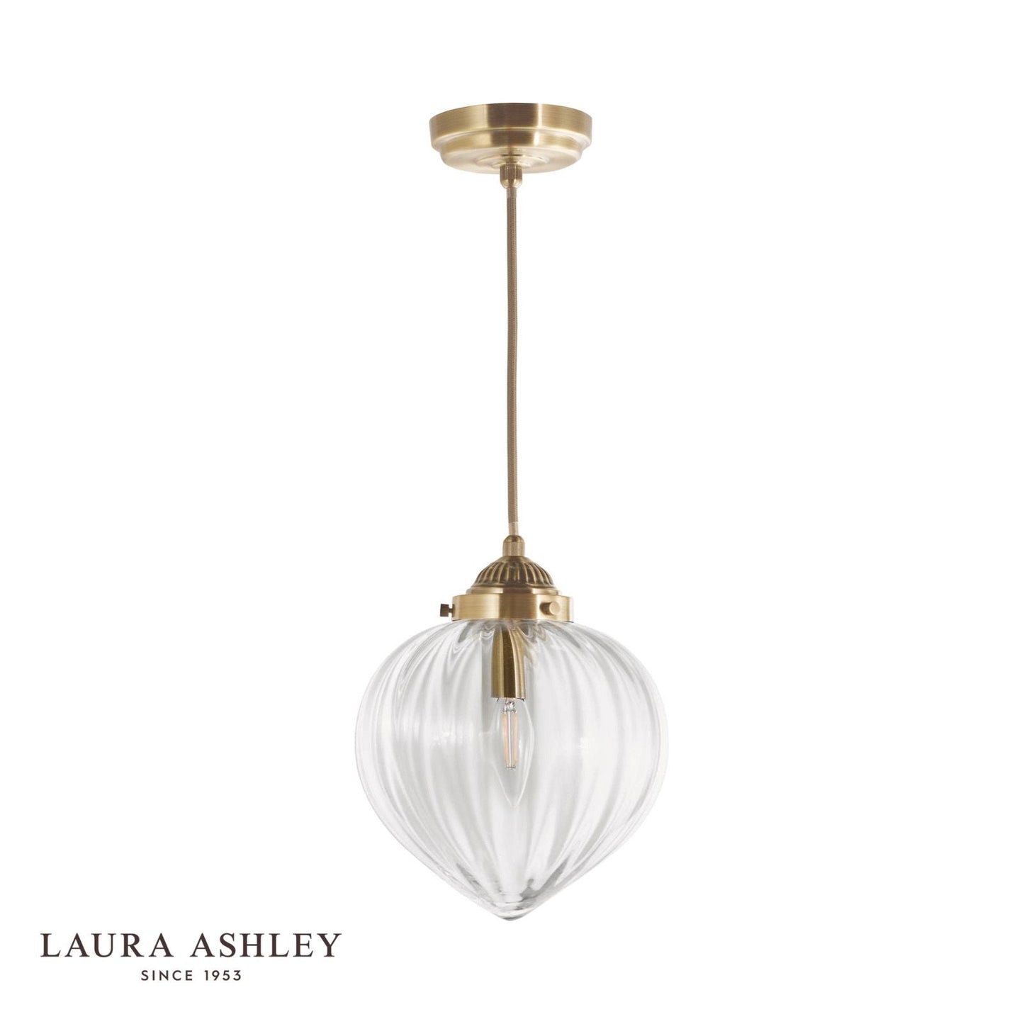 Laura Ashley Whitham Pendant Antique Brass and Glass