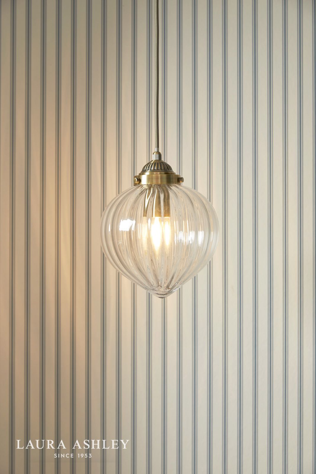 Laura Ashley Whitham Pendant Antique Brass and Glass