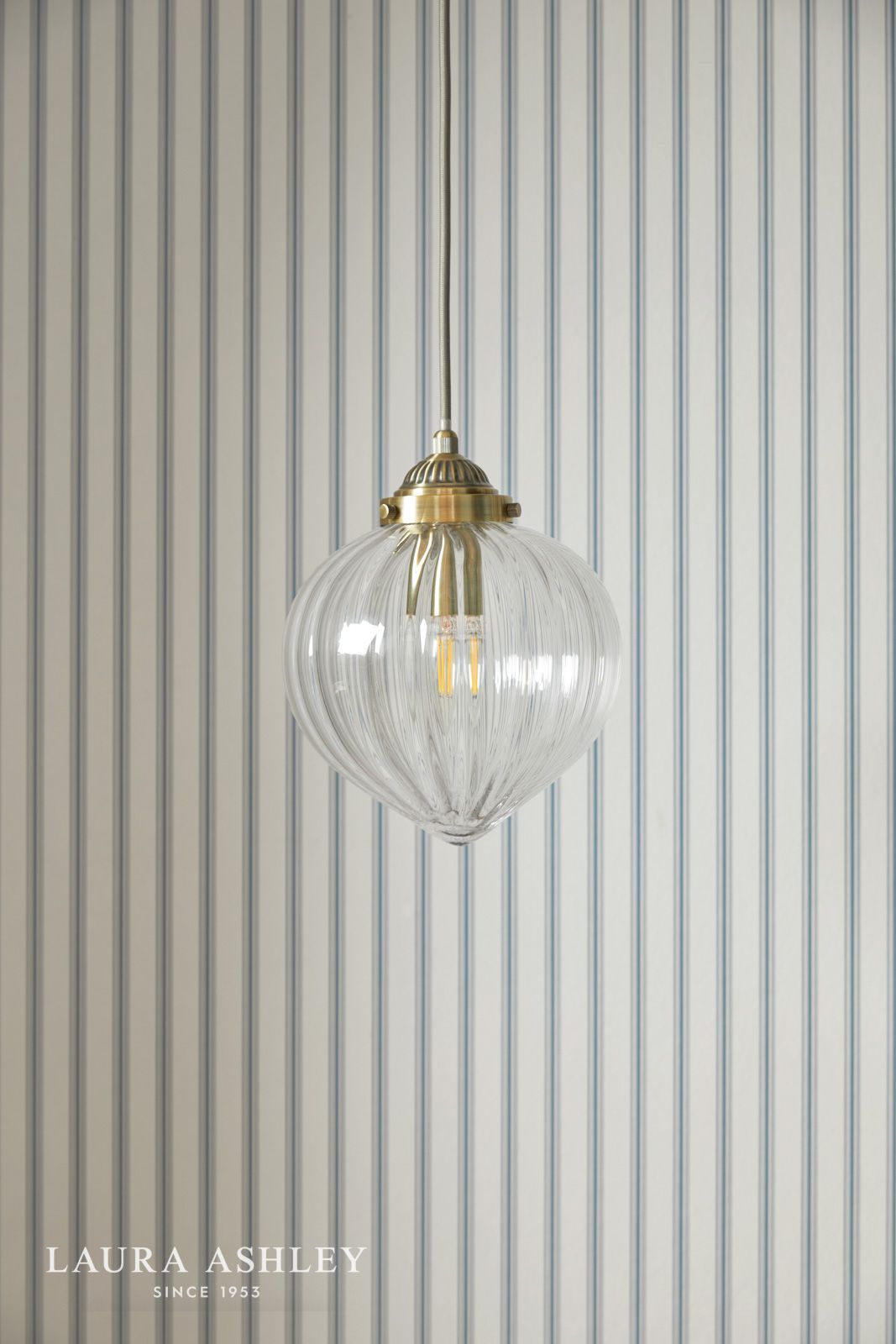 Laura Ashley Whitham Pendant Antique Brass and Glass