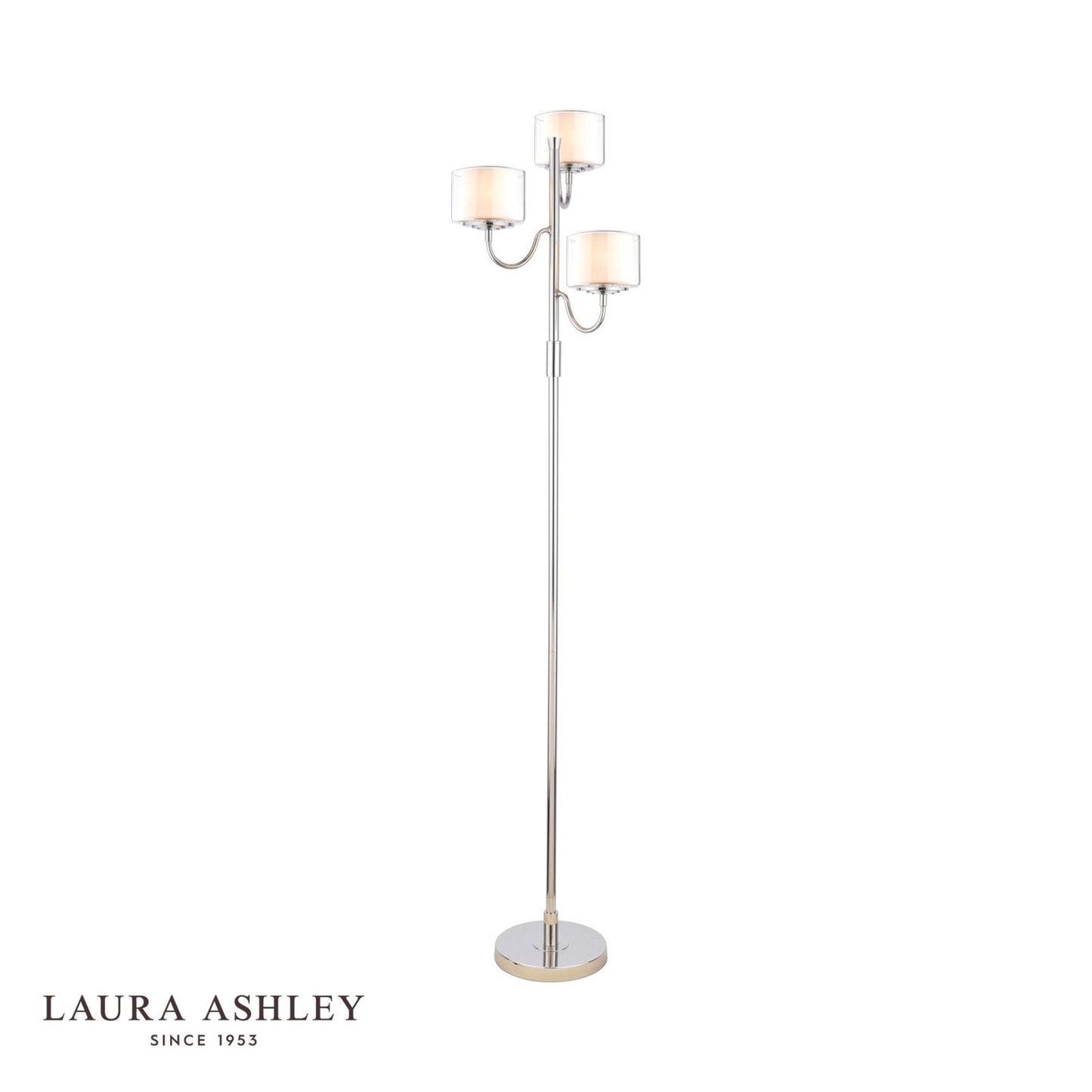 Laura Ashley Southwell 3 Light Floor Lamp Polished Nickel and Opal Glass