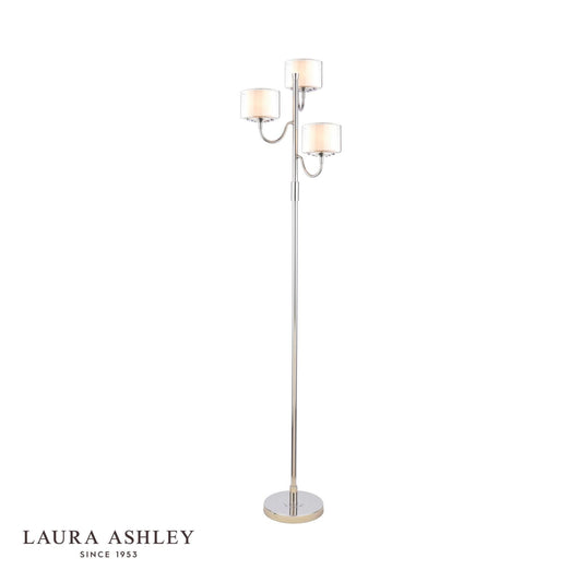 Laura Ashley Southwell 3 Light Floor Lamp Polished Nickel and Opal Glass