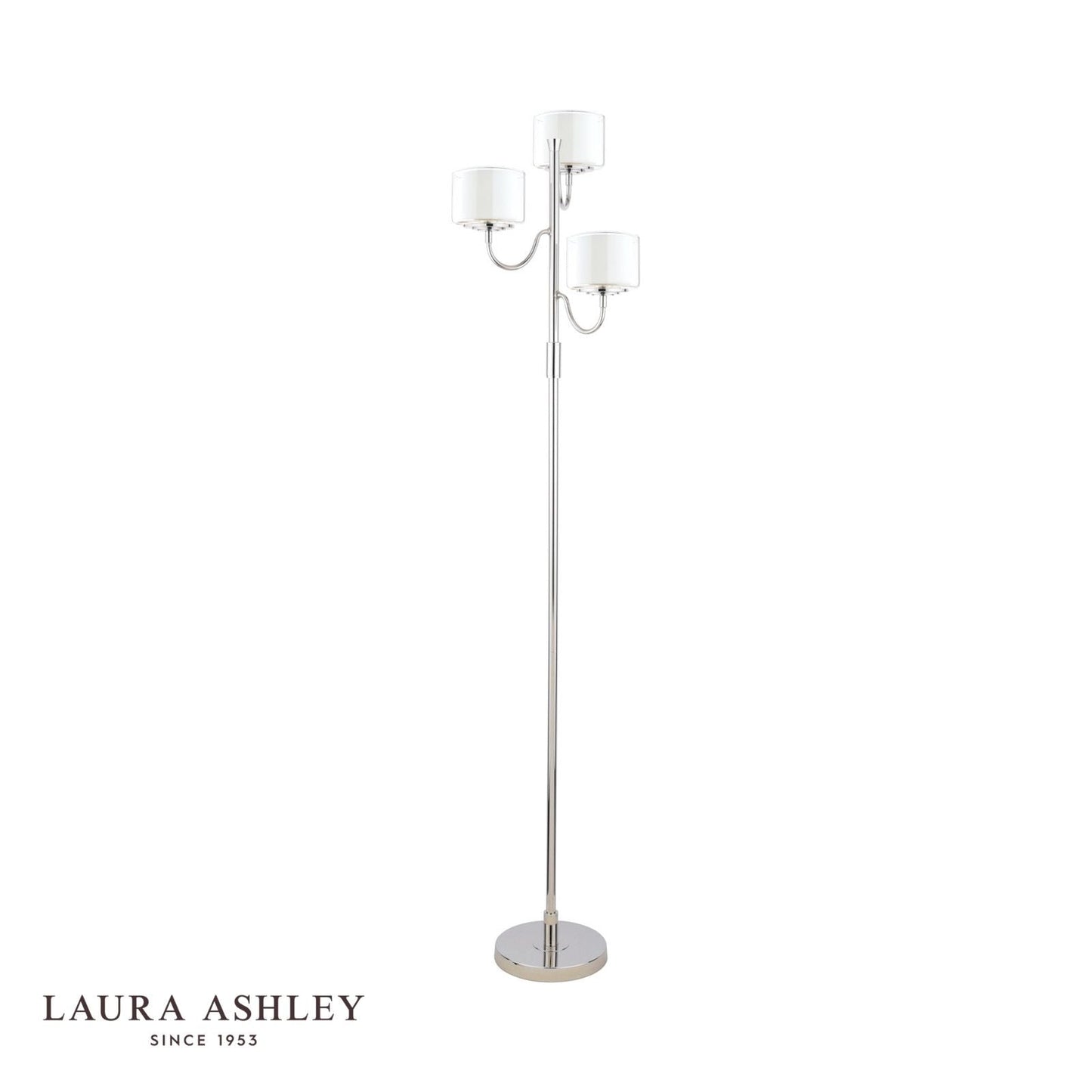 Laura Ashley Southwell 3 Light Floor Lamp Polished Nickel and Opal Glass