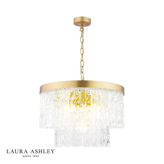 Laura Ashley Durnsford 4 Light Pendant Matt Antique Brass and Glass