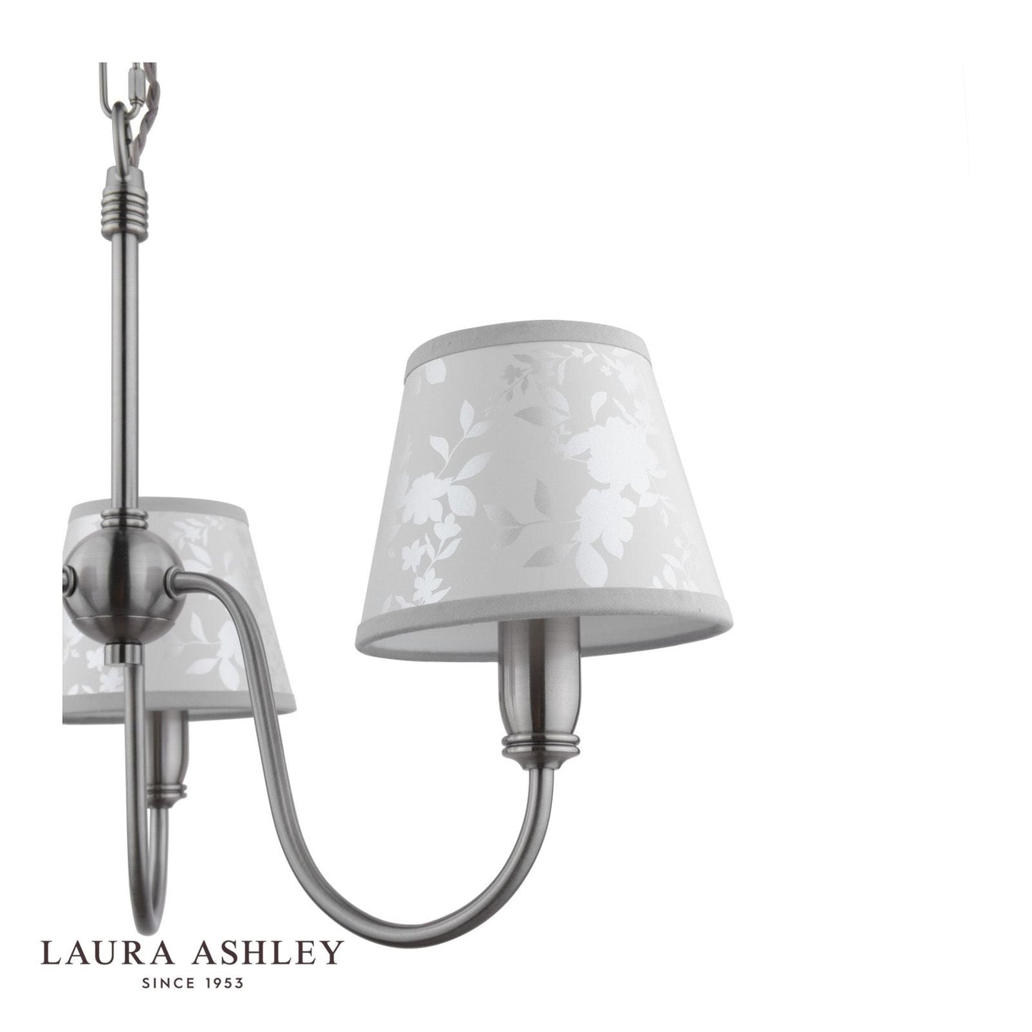Laura Ashley Westbourne 3 Light Armed Pendant Polished Pewter With Shade
