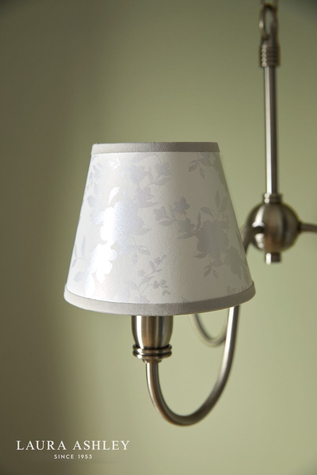 Laura Ashley Westbourne 3 Light Armed Pendant Polished Pewter With Shade