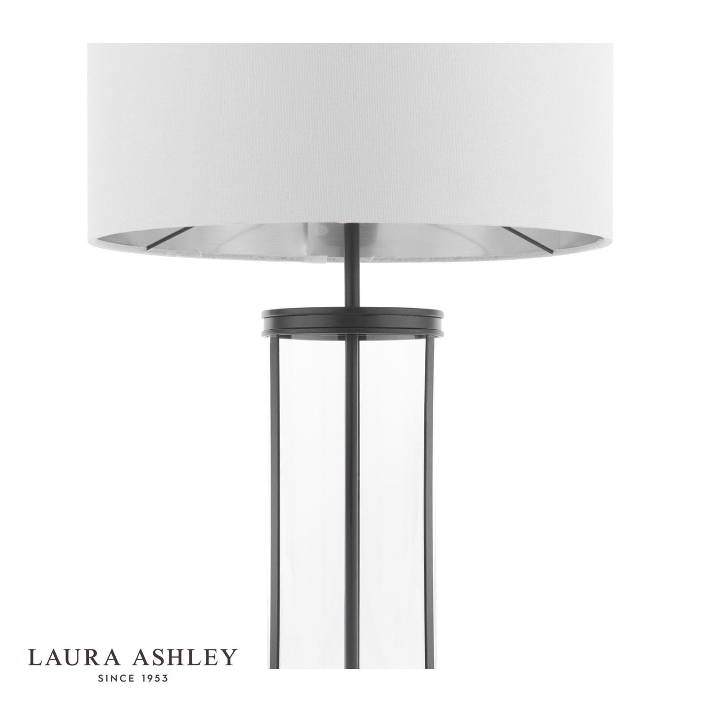 Laura Ashley Harrington Large Table Lamp Matt Black and Glass With Shade
