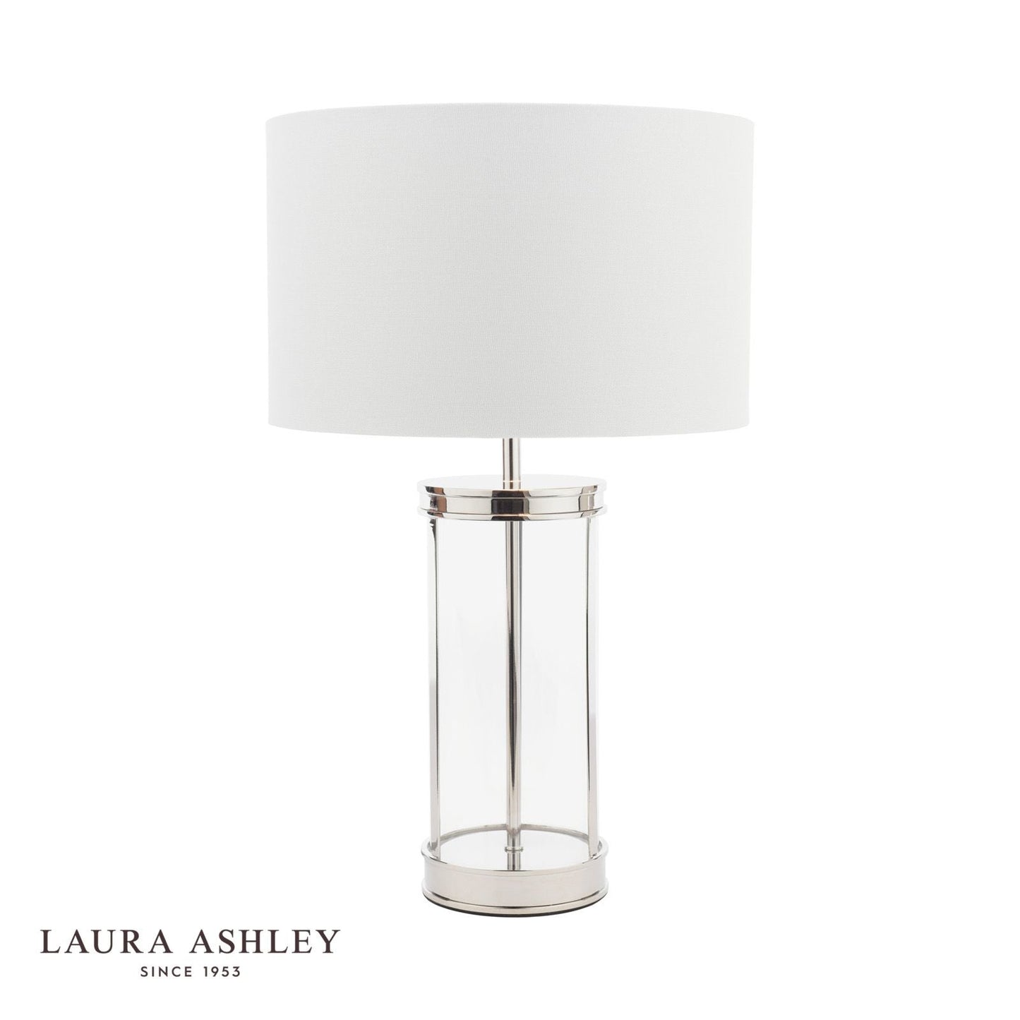 Laura Ashley Harrington Small Table Lamp Polished Nickel and Glass With Shade