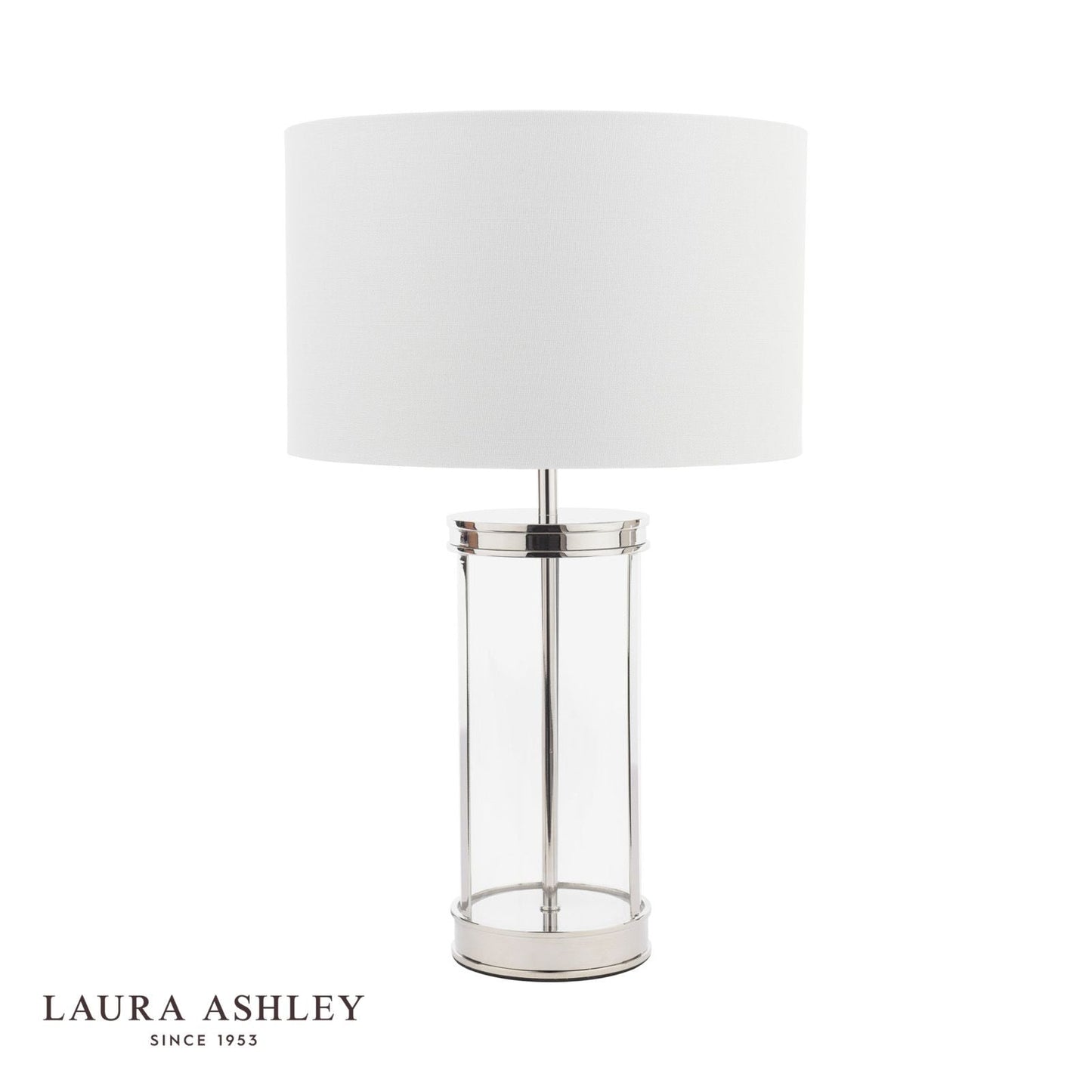 Laura Ashley Harrington Small Table Lamp Polished Nickel and Glass With Shade