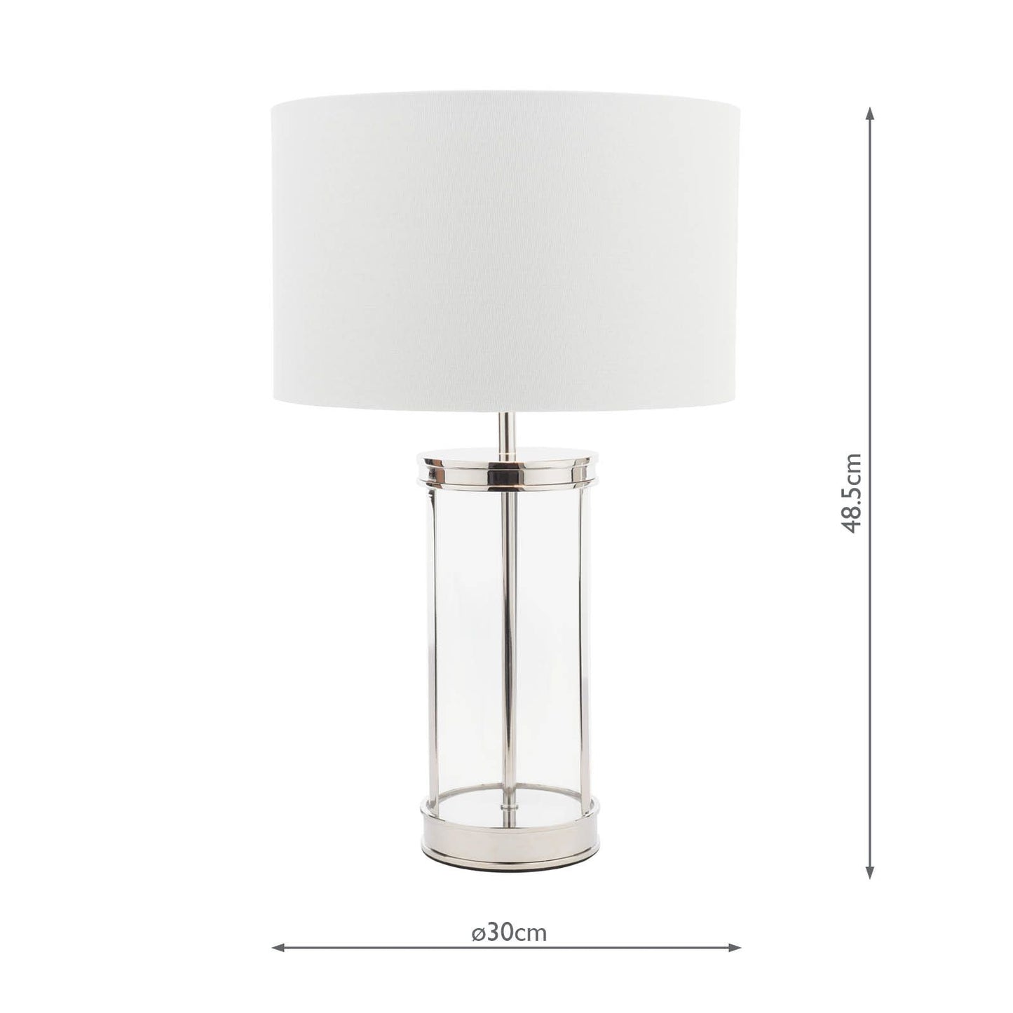 Laura Ashley Harrington Small Table Lamp Polished Nickel and Glass With Shade