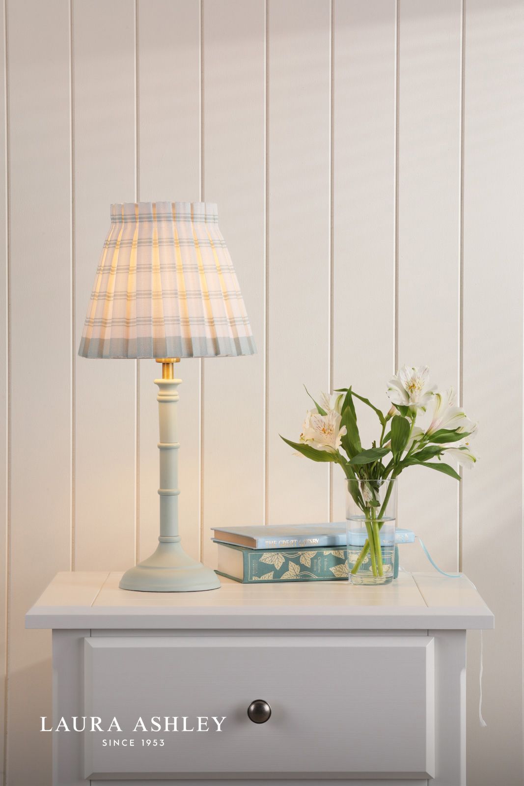 Laura Ashley Farnworth Table Lamp Matt Green With Shade