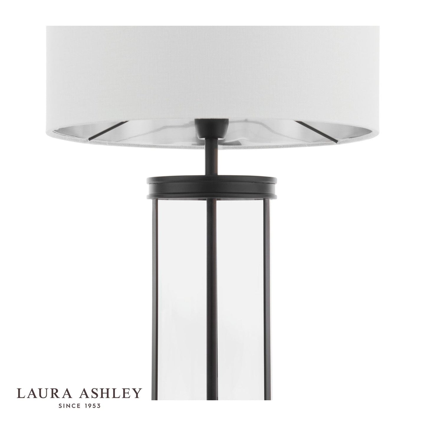 Laura Ashley Harrington Small Table Lamp Matt Black and Glass With Shade