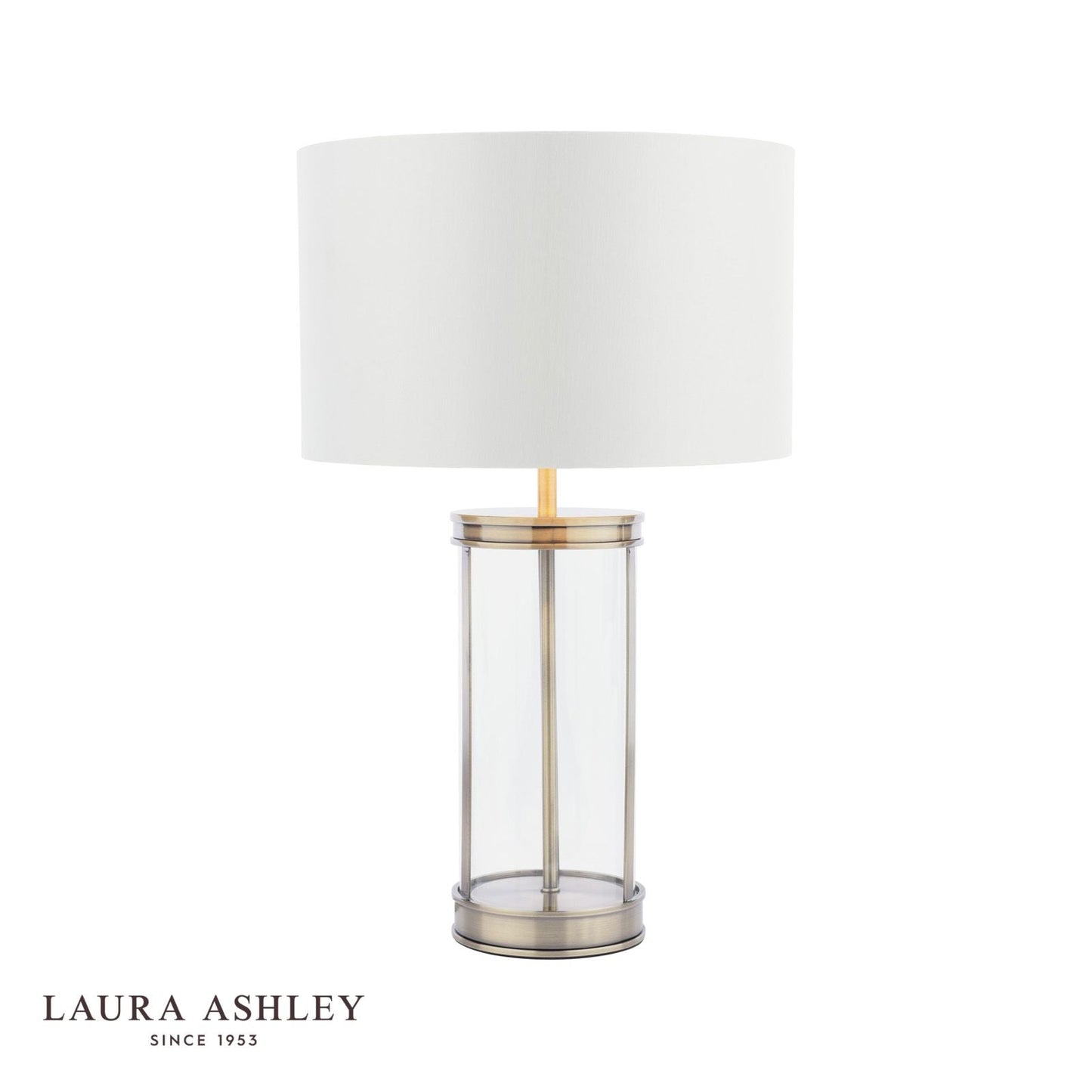 Laura Ashley Harrington Small Table Lamp Antique Brass and Glass With Shade