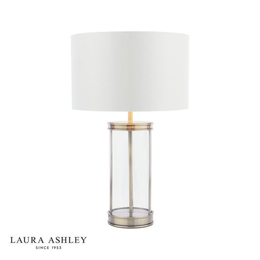Laura Ashley Harrington Small Table Lamp Antique Brass and Glass With Shade