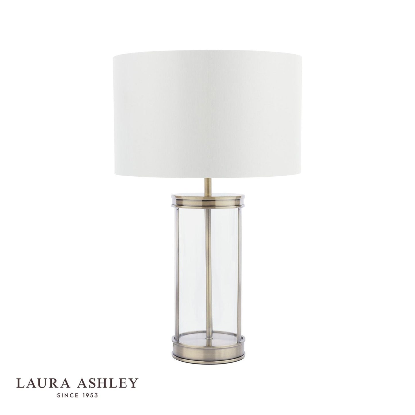 Laura Ashley Harrington Small Table Lamp Antique Brass and Glass With Shade