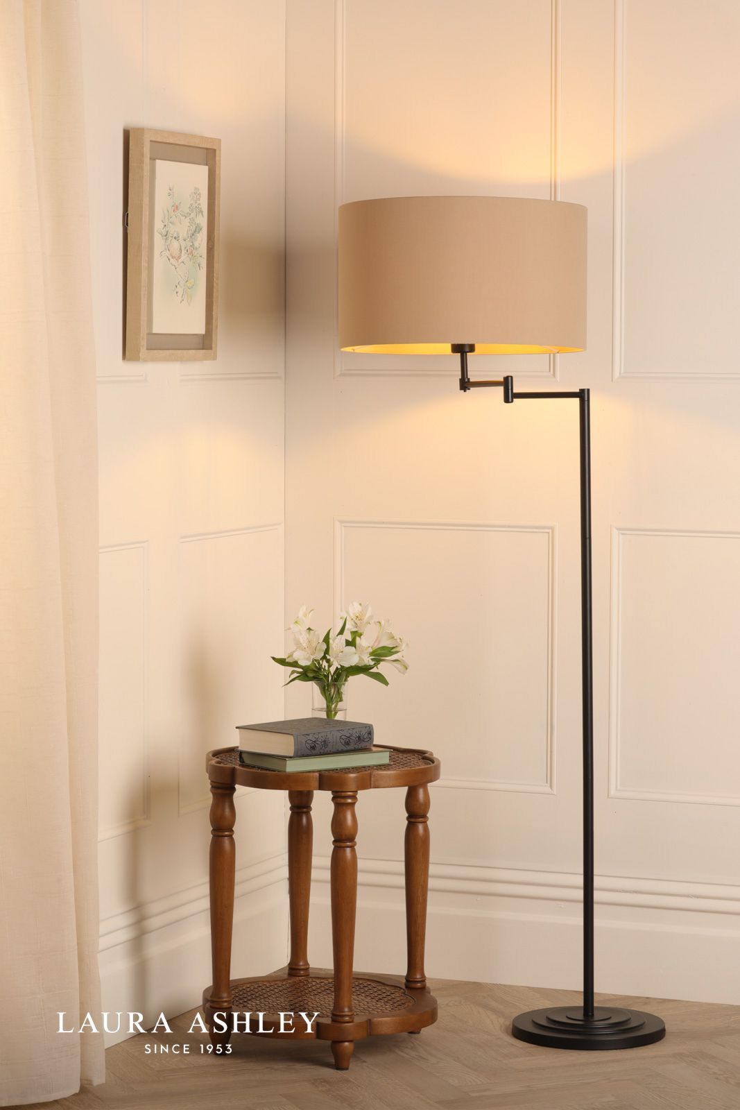 Laura Ashley Marlowe Floor Lamp Matt Black With Shade