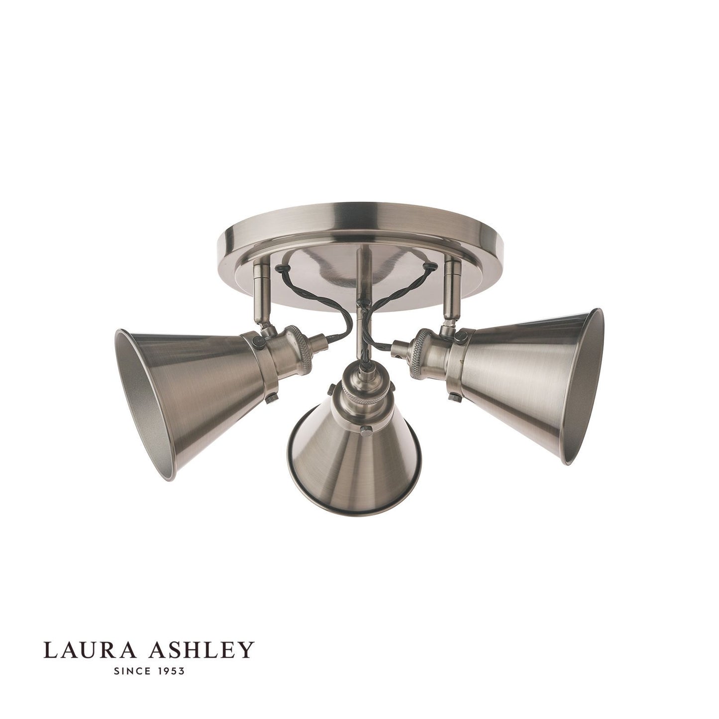 Laura Ashley Rufus 3 Light Plate Spotlight Industrial Nickel