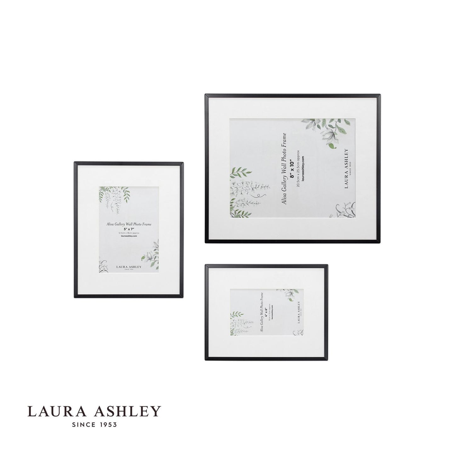 Laura Ashley Alisa Photo Frame Matt Black (Set of 3)