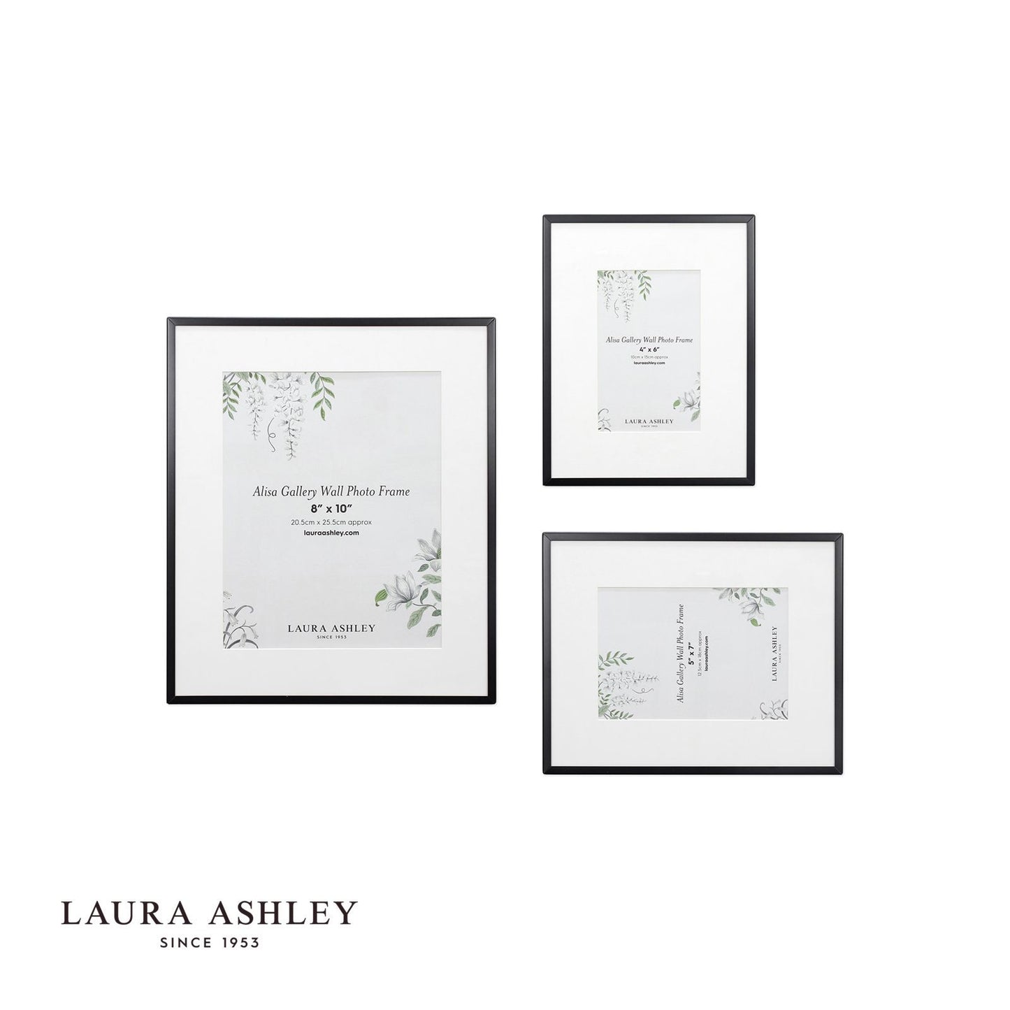 Laura Ashley Alisa Photo Frame Matt Black (Set of 3)