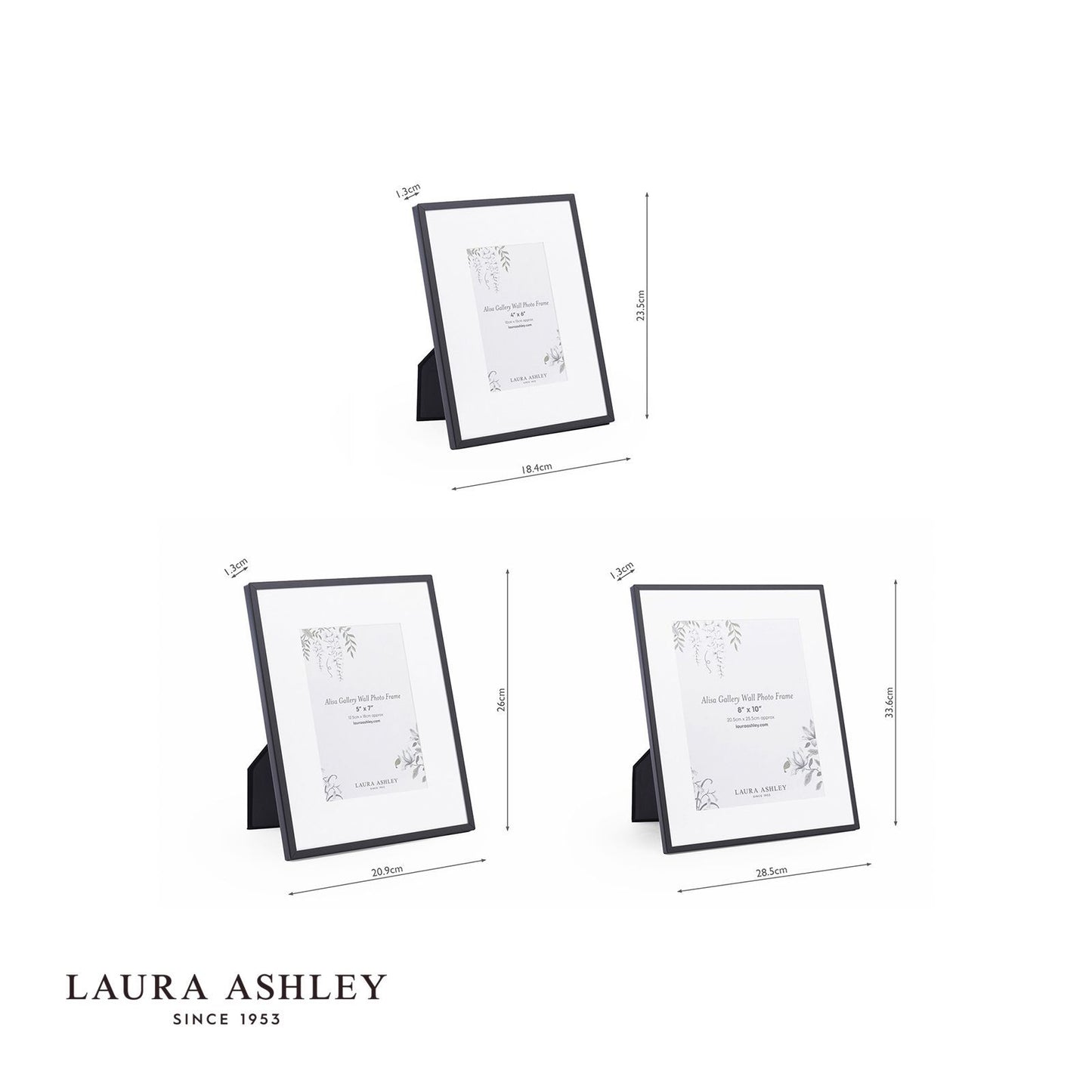 Laura Ashley Alisa Photo Frame Matt Black (Set of 3)