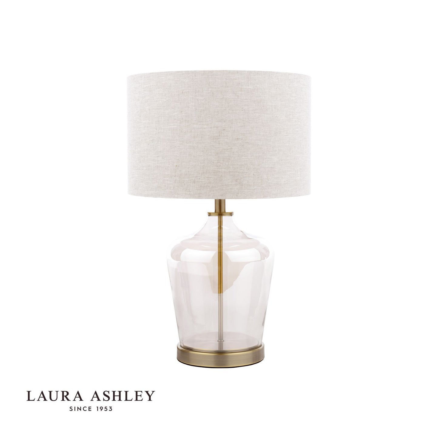 Laura Ashley Ockley Table Lamp Antique Brass and Champagne Glass With Shade