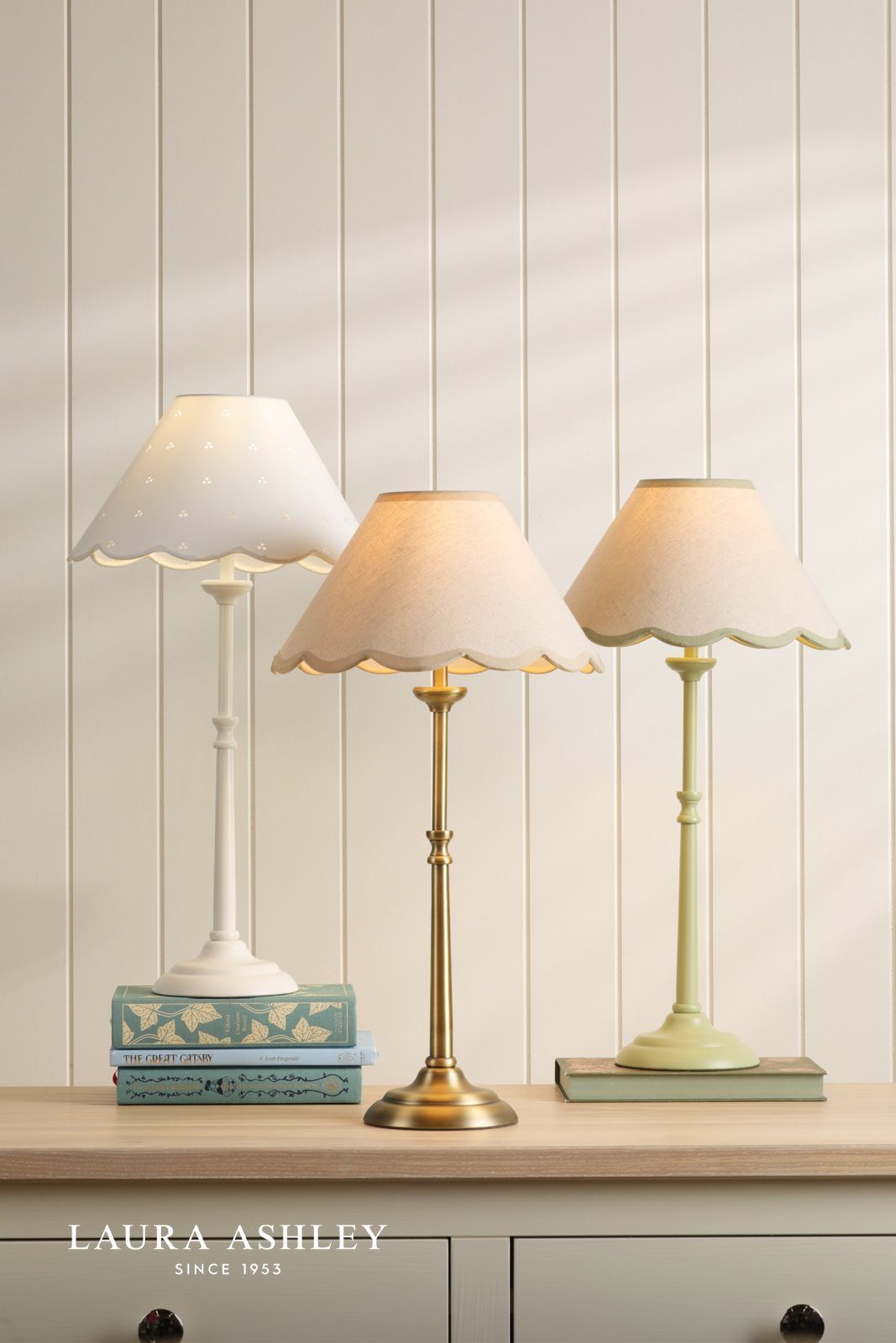 Laura Ashley Cordwell Table Lamp Matt Green With Shade