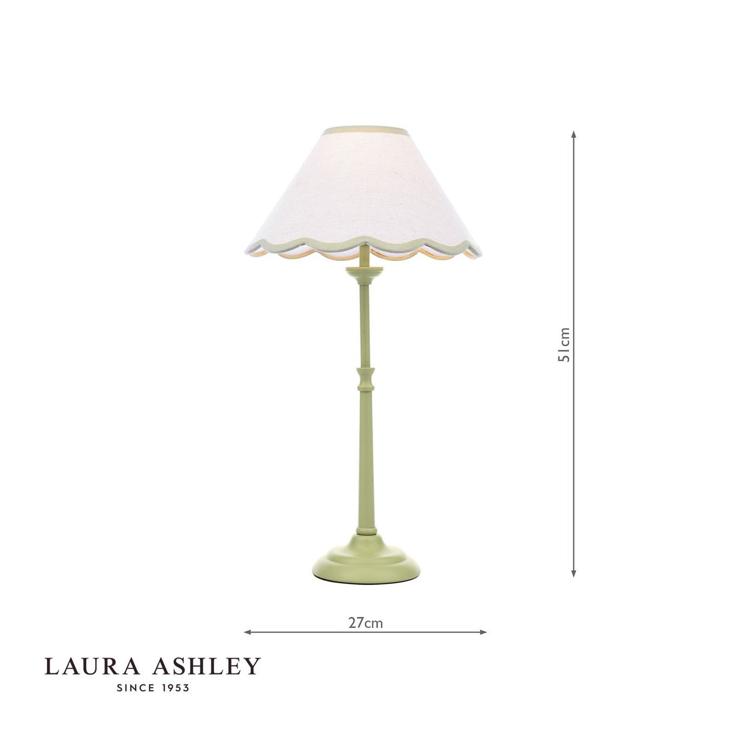 Laura Ashley Cordwell Table Lamp Matt Green With Shade