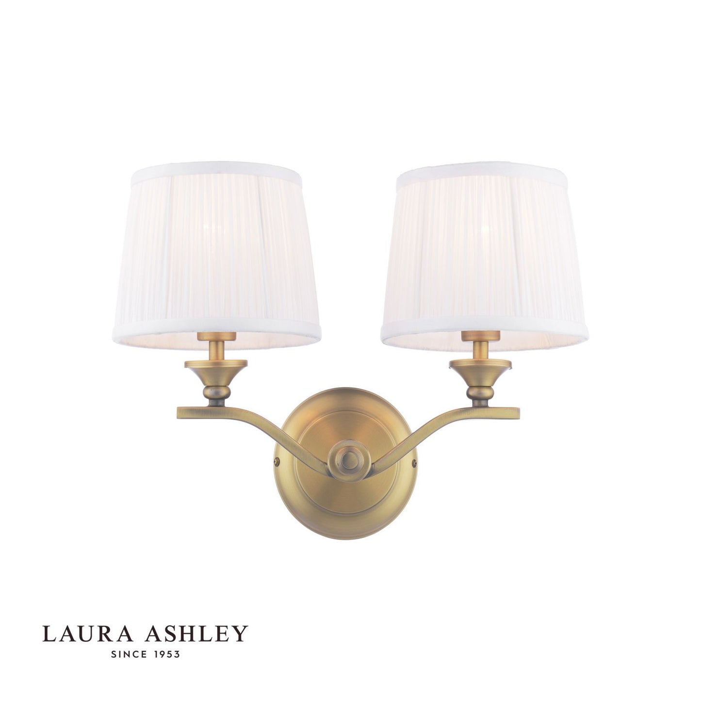 Laura Ashley Hemsley 2 Light Wall Light Matt Antique Brass With Shade