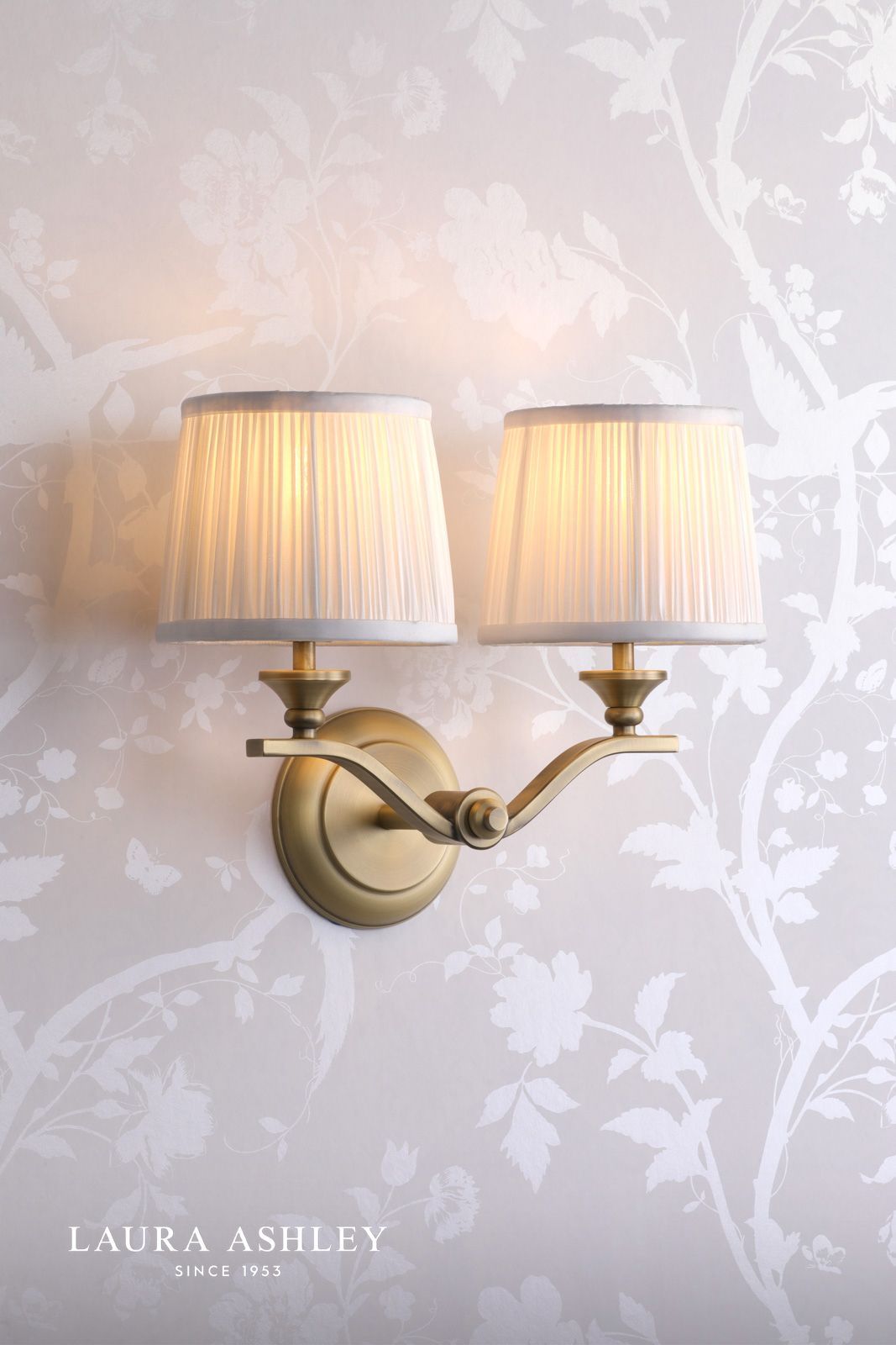 Laura Ashley Hemsley 2 Light Wall Light Matt Antique Brass With Shade