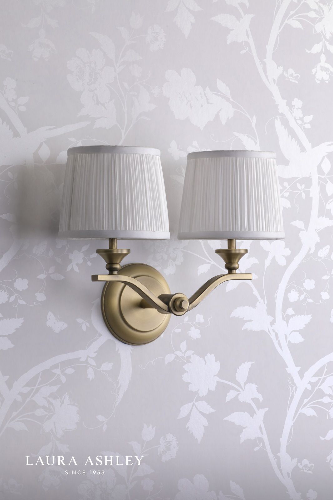 Laura Ashley Hemsley 2 Light Wall Light Matt Antique Brass With Shade