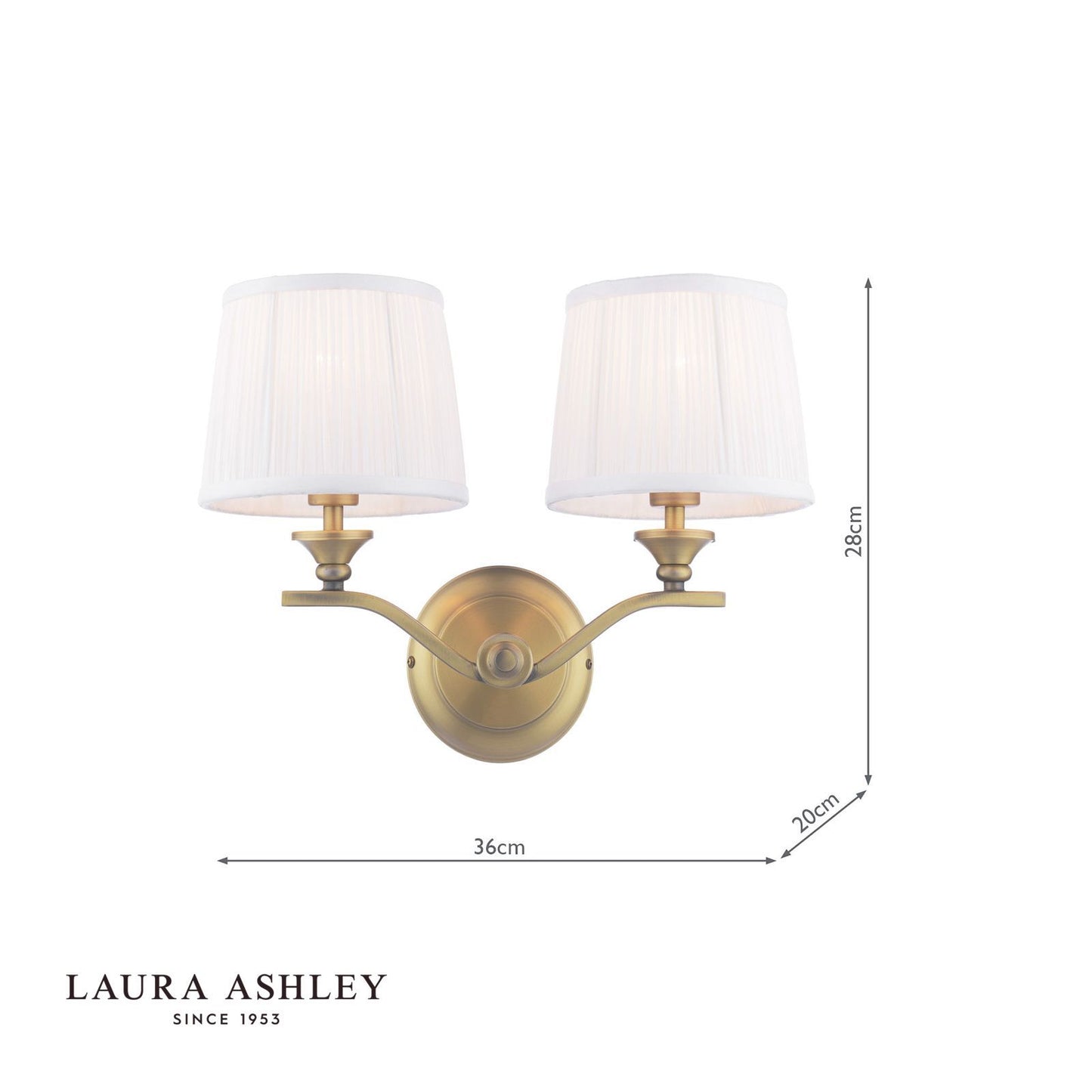 Laura Ashley Hemsley 2 Light Wall Light Matt Antique Brass With Shade