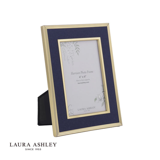 Laura Ashley Harrison Photo Frame Brushed Brass and Blue 4" x 6"