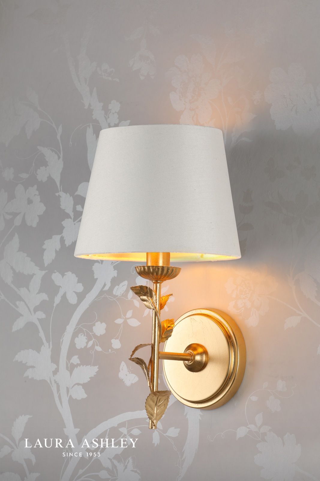 Laura Ashley Halton Wall Light Distressed Gold Leaf With Shade