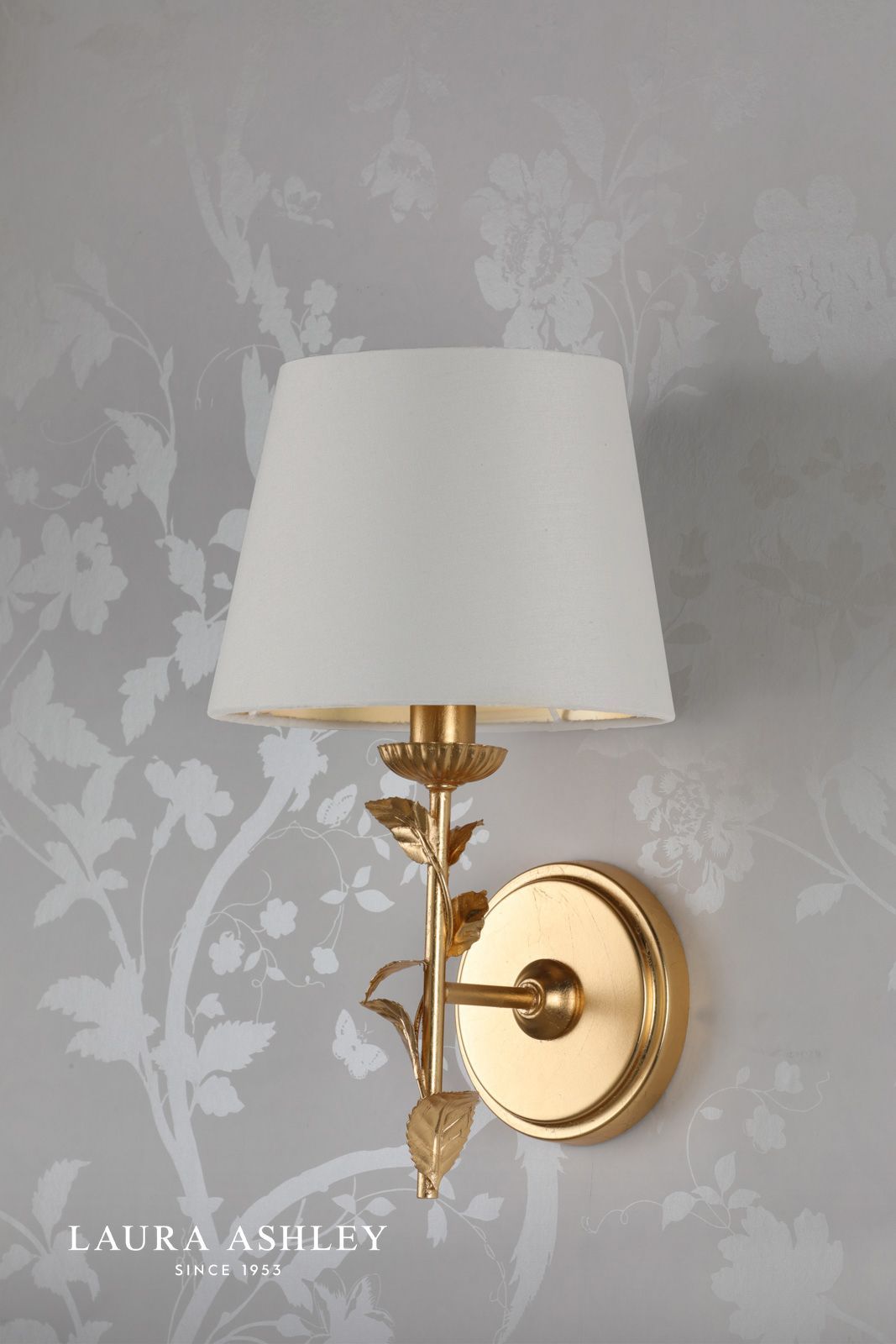 Laura Ashley Halton Wall Light Distressed Gold Leaf With Shade