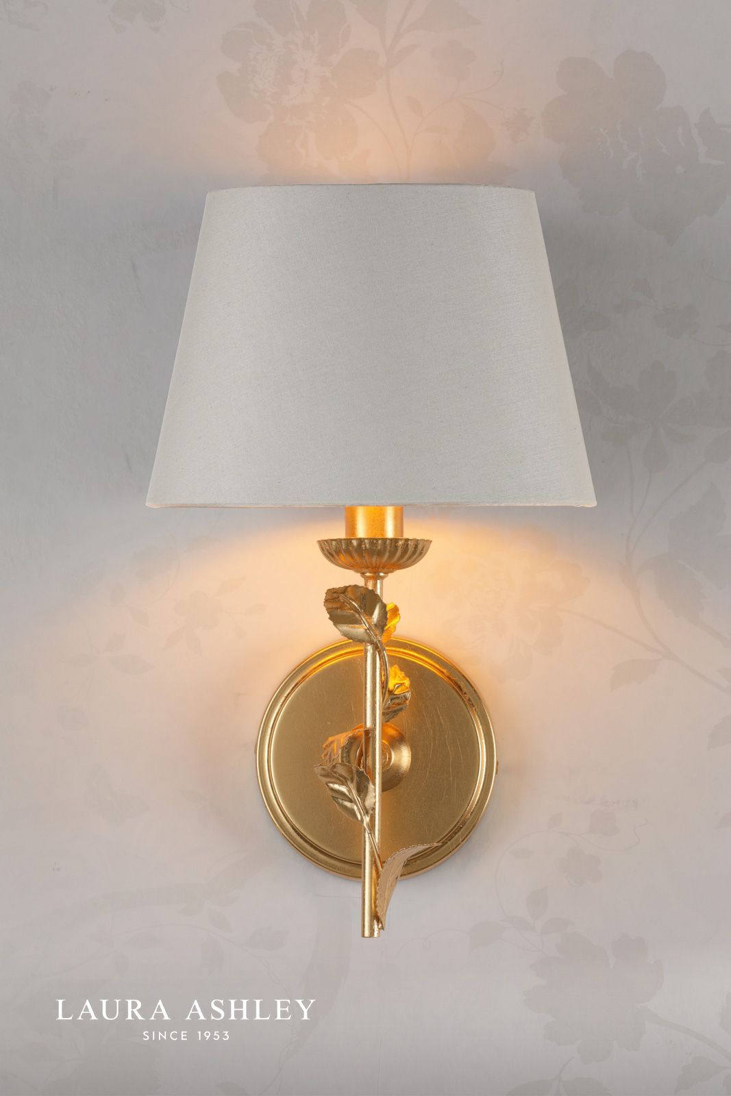 Laura Ashley Halton Wall Light Distressed Gold Leaf With Shade